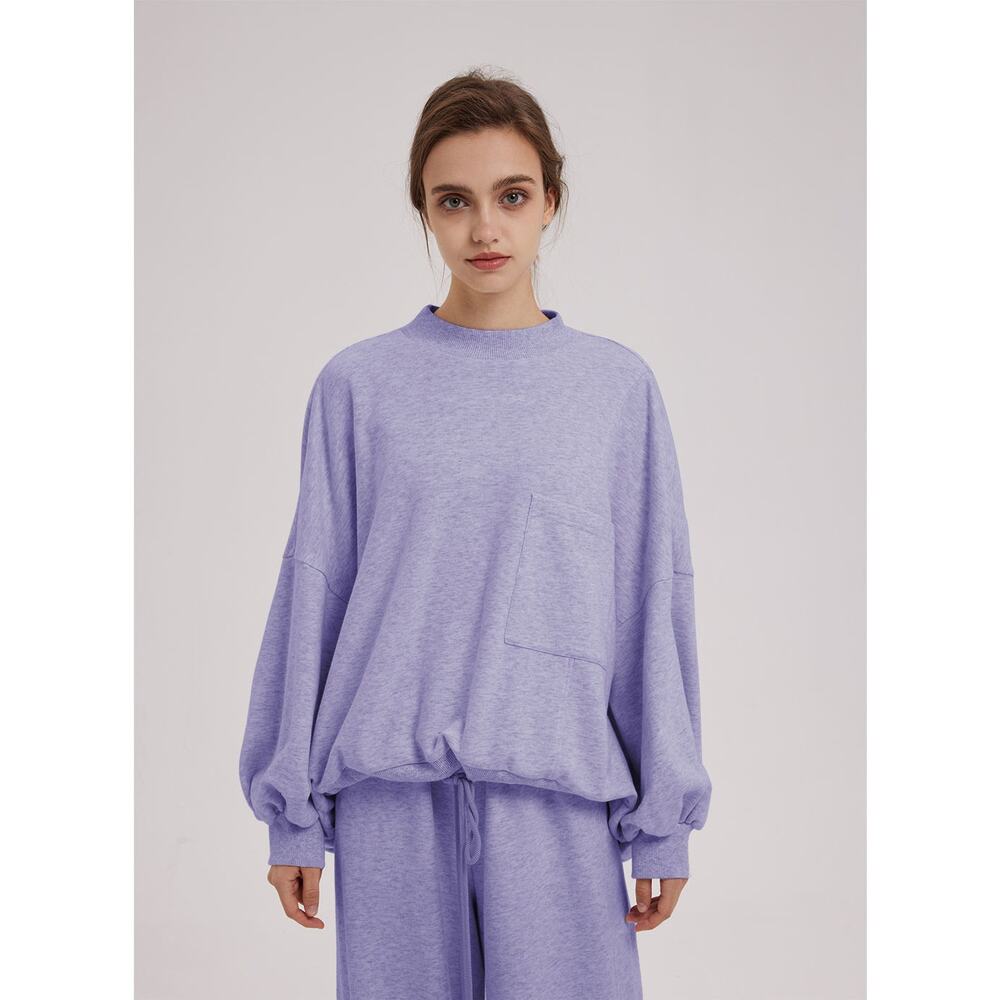 NWT Nap Loungewear Drawstring Hem Sweatshirt Purple Small Oversized Loose Baggy